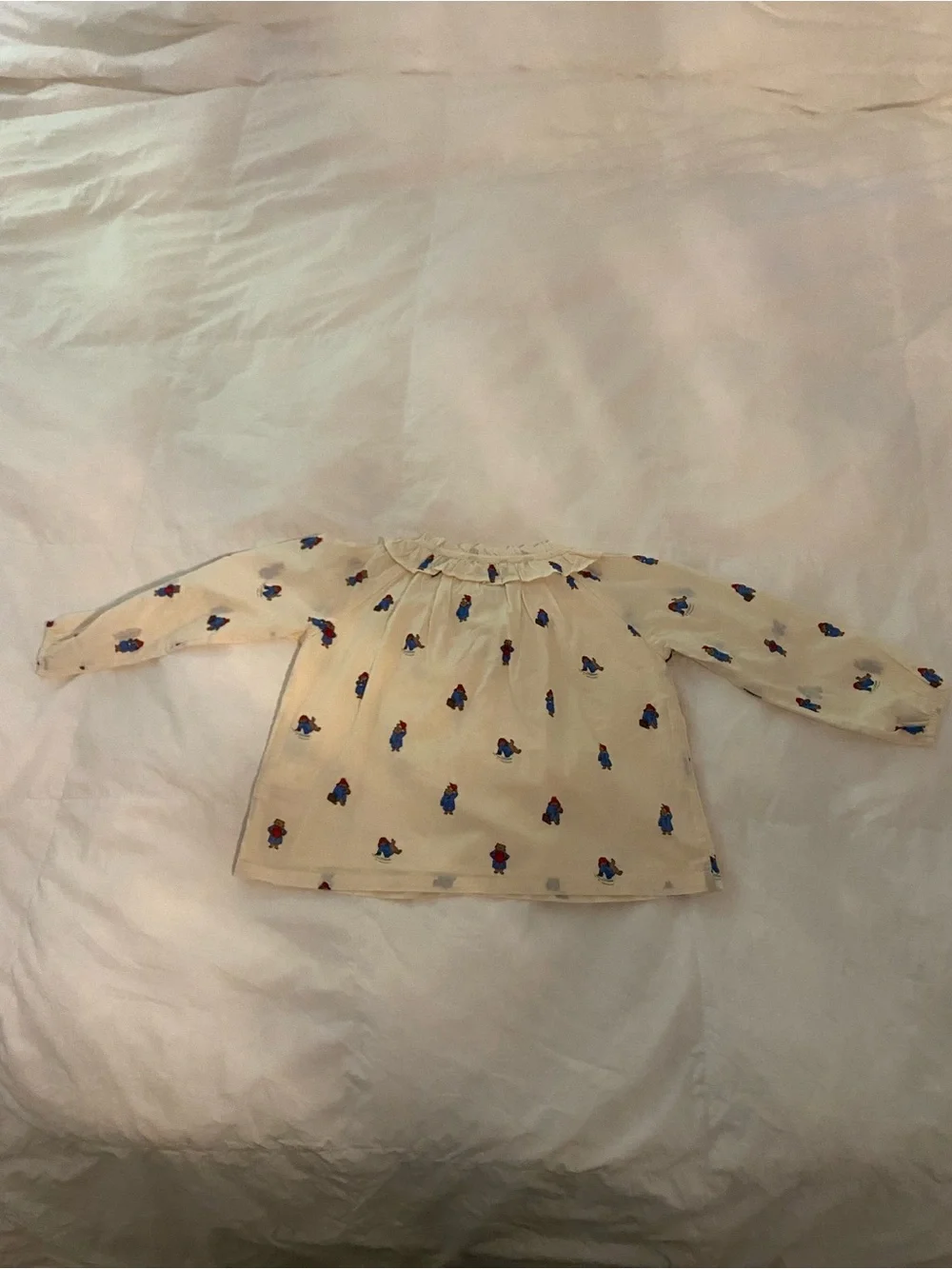 GAP X Paddington Cream Long-Sleeve Ruffle Collar Blouse 4T